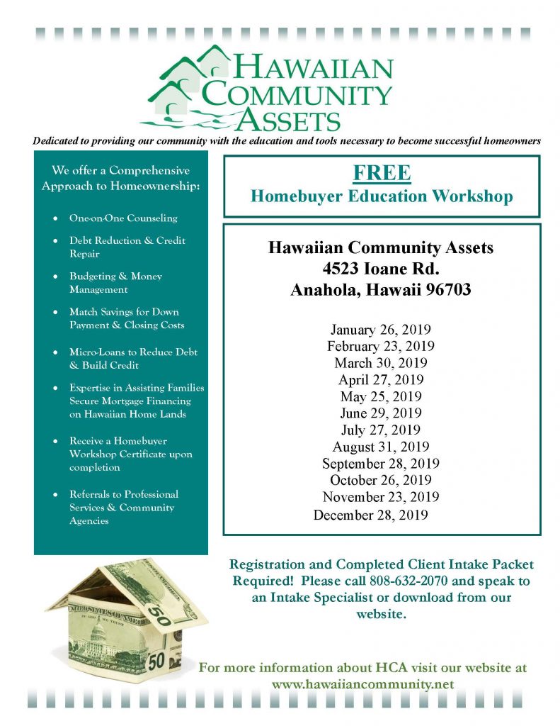 Updated Hawaiian  Community Assets Education Schedule